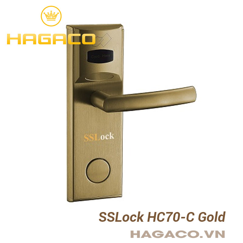 Khóa thẻ từ khách sạn SSLock HC70-C màu vàng