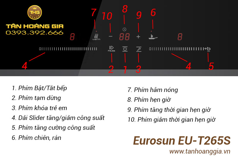 Bảng điều khiển bếp từ Eurosun EU-T265S