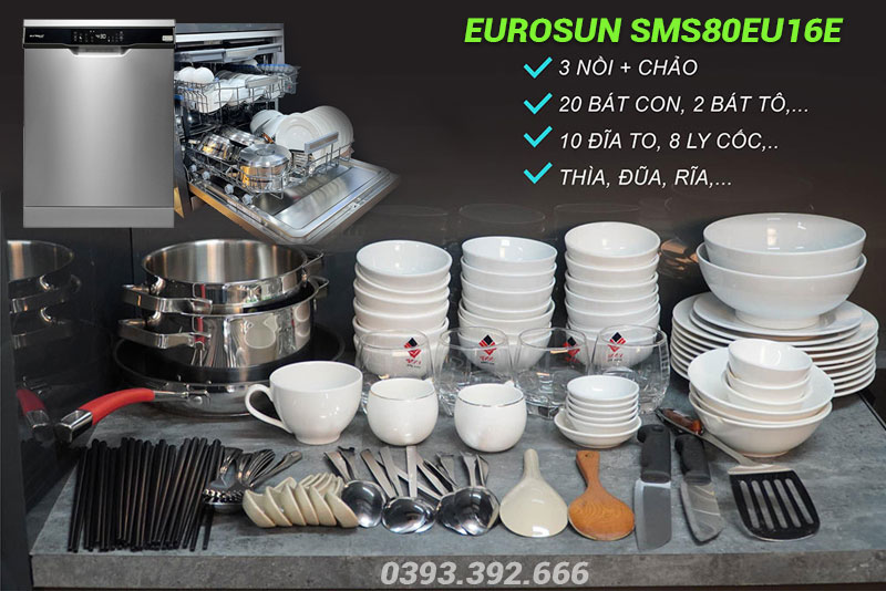 Lượng bát đĩa có thể rửa trong máy rửa bát Eurosun SMS80EU16E