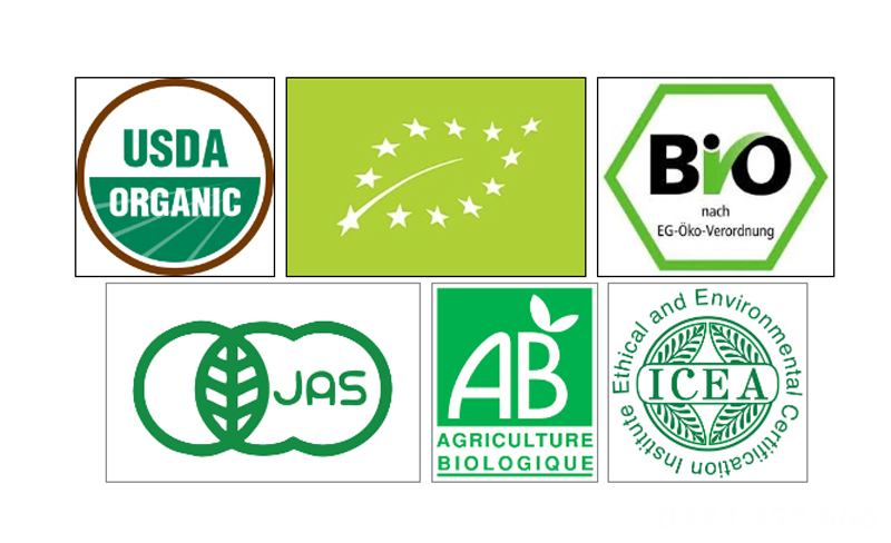 Các logo tiêu biểu cho một sản phẩm đạt chuẩn hữu cơ an toàn