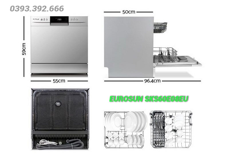 Chi tiết cấu tạo của máy rửa bát Eurosun SKS60E08EU
