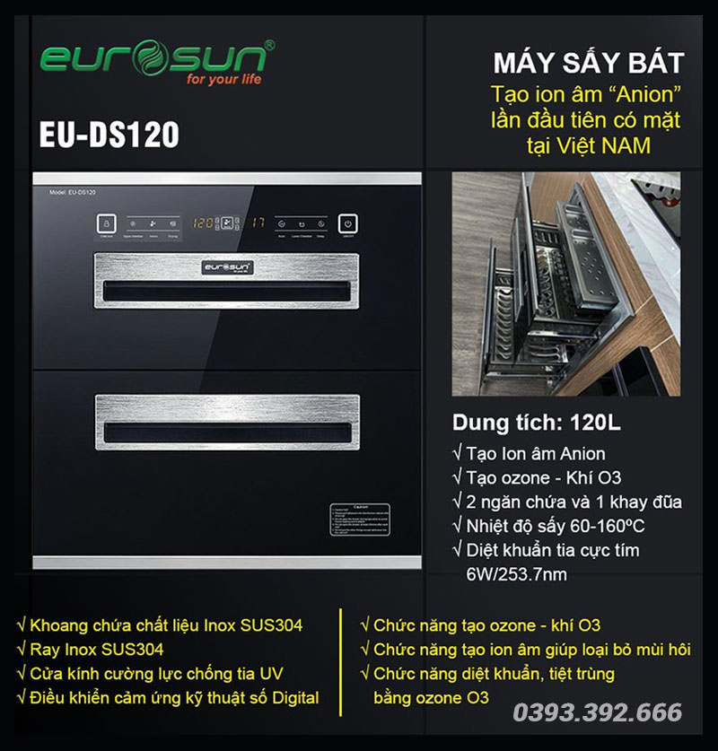 Máy sấy bát đĩa Eurosun EU-DS120